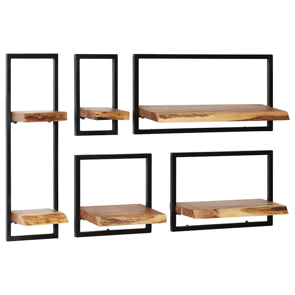 Vidaxl – Set D'Étagères Murales 5 Pcs En Bois D'Acacia Massif Et Acier