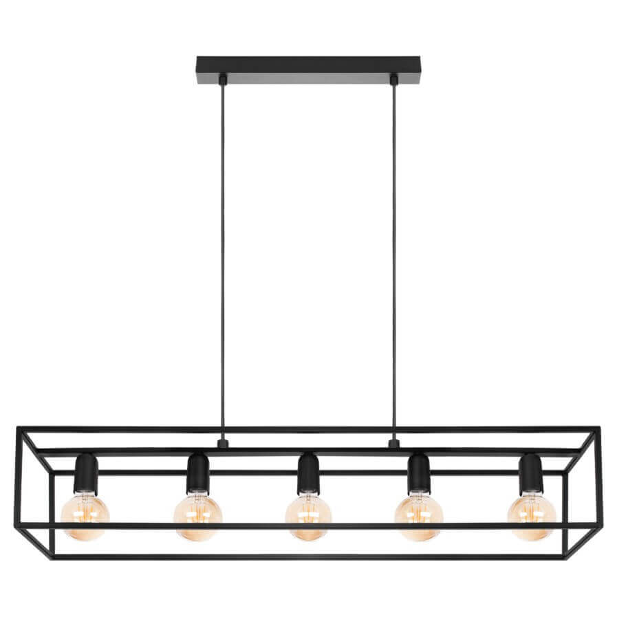 Suspension Moderne Style Loft Horus – Métal Noir – Hauteur Réglable – 5