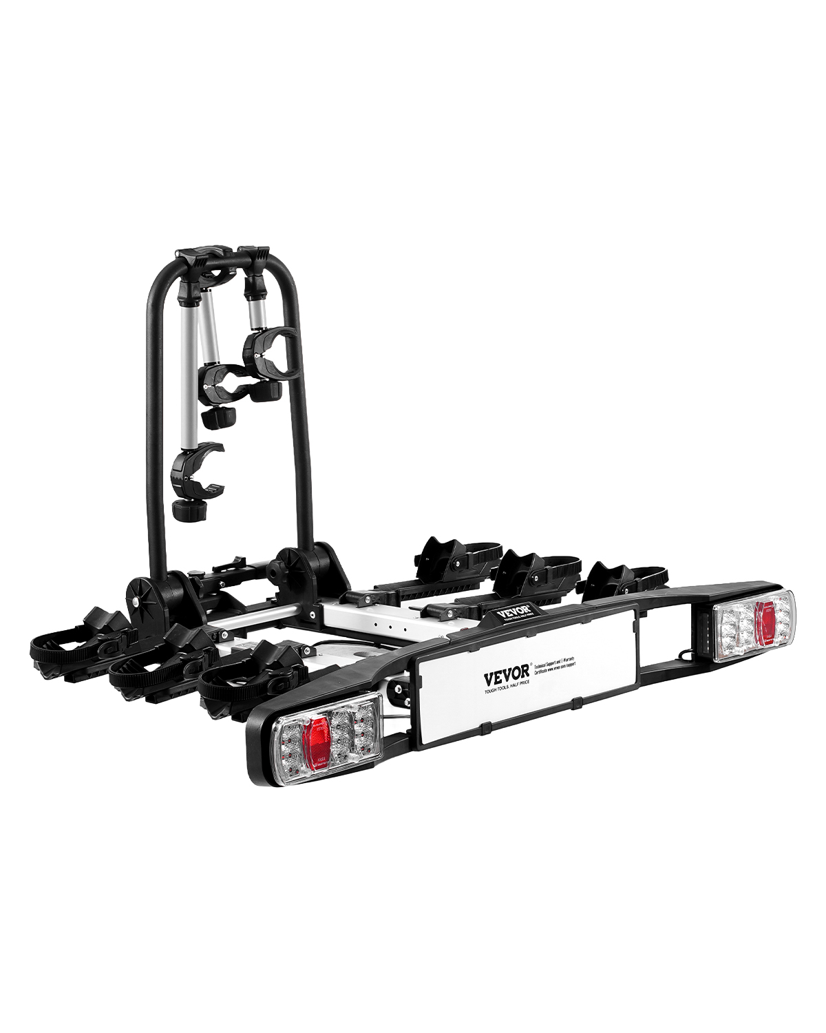 Portabiciclette Pieghevole Con Attacco Per Attacco Da 5 Cm Portabiciclette Posteriore Per 3 Biciclette Con Portata Fino A 65 Kg Portabiciclette Con Serratura Per E-bike Con Luce Posteriore - Vevor VEVOR