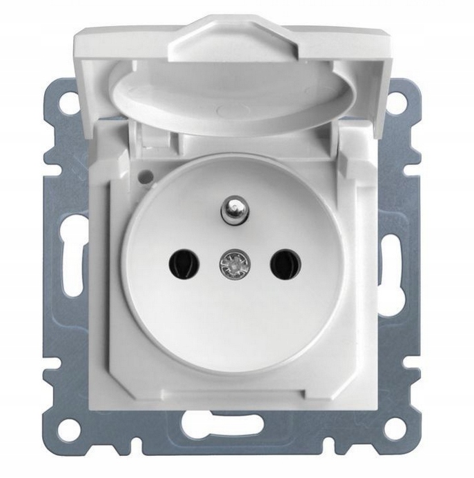 Lumina Einzelsteckdose mit/u 16A mit Klappe IP20 weiß WL1120 - Bild 6