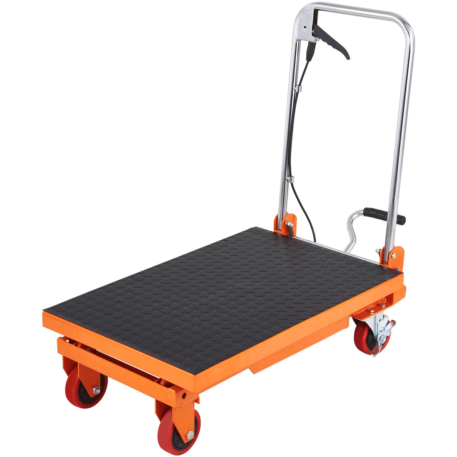 Table élévatrice à ciseaux manuelle YUDO, charge 150 kg, levage 72 cm, 4 roues et tapis antidérapant