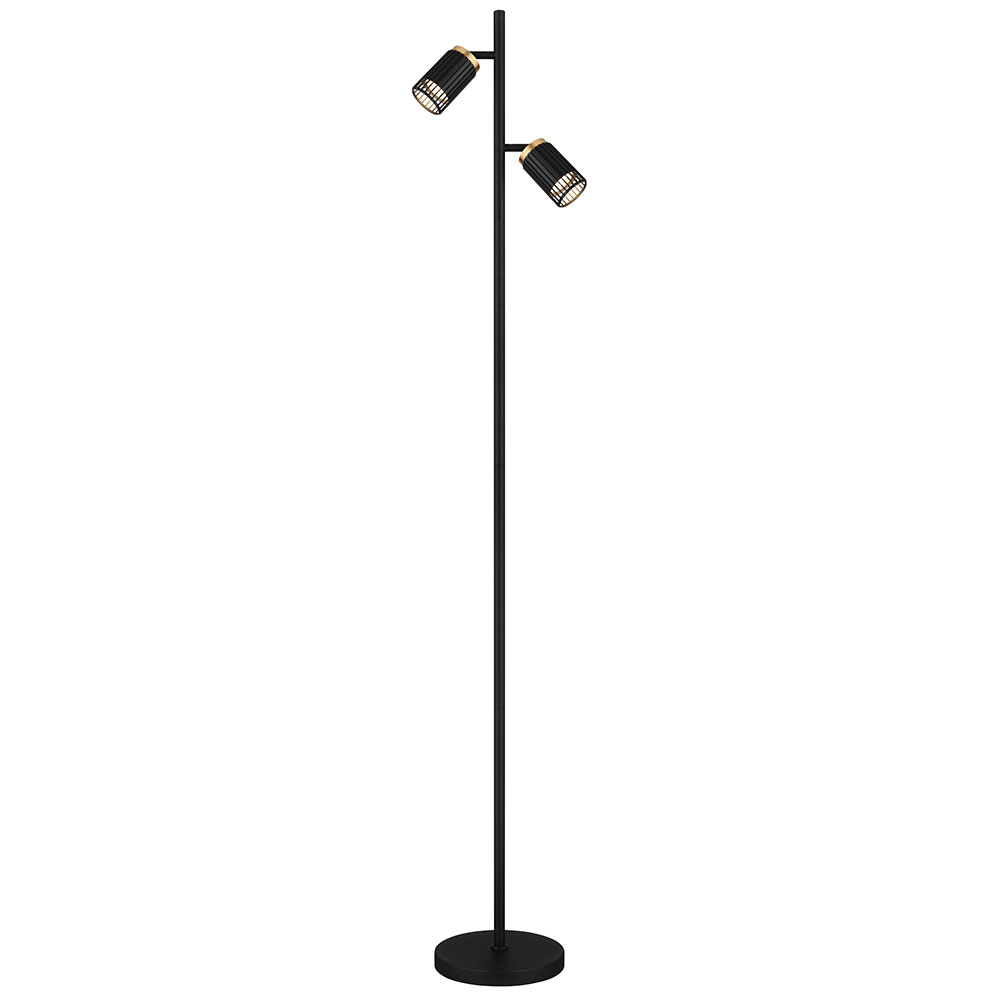 Globo Schwarz Standlampe Stehlampe Stehleuchte Schwenkbar 2 Flammig Gold H 153 Cm