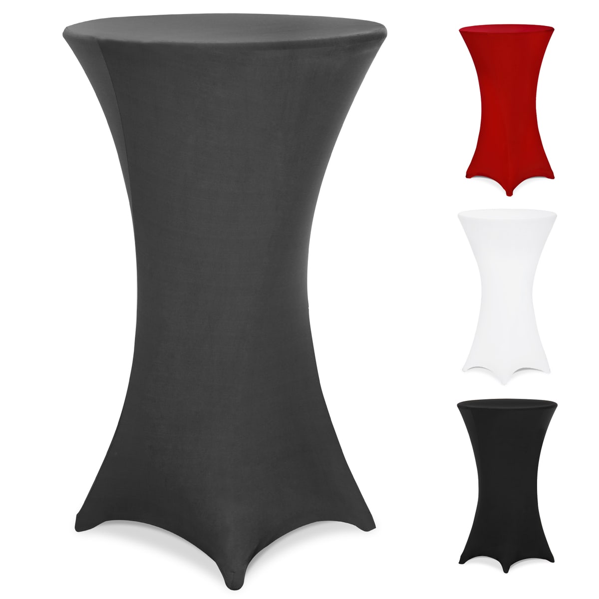 Detex® Stehtisch Husse Ø60-65/70-75/80-85cm Farbwahl Stretch Stehtischhusse Tisch Überzug Bezug Ø80 Cm / Anthrazit