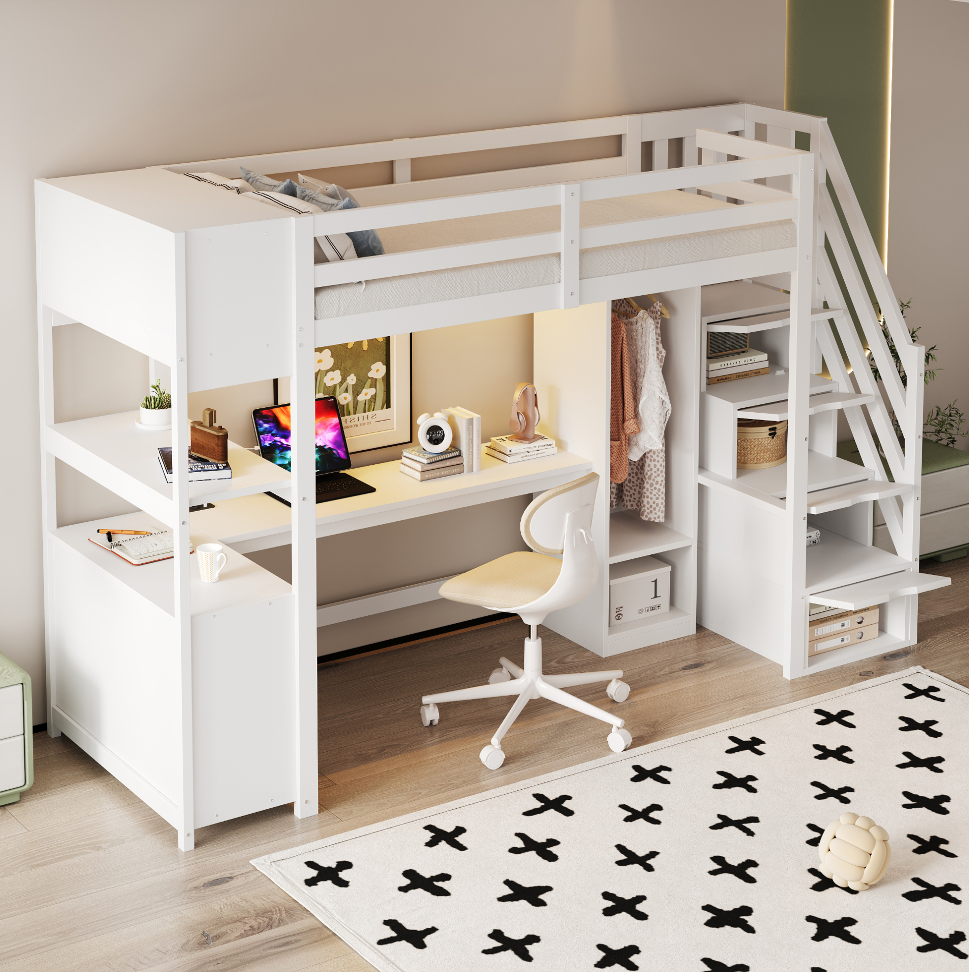 Redom - Lit Mezzanine 90×200 Cm Bureau