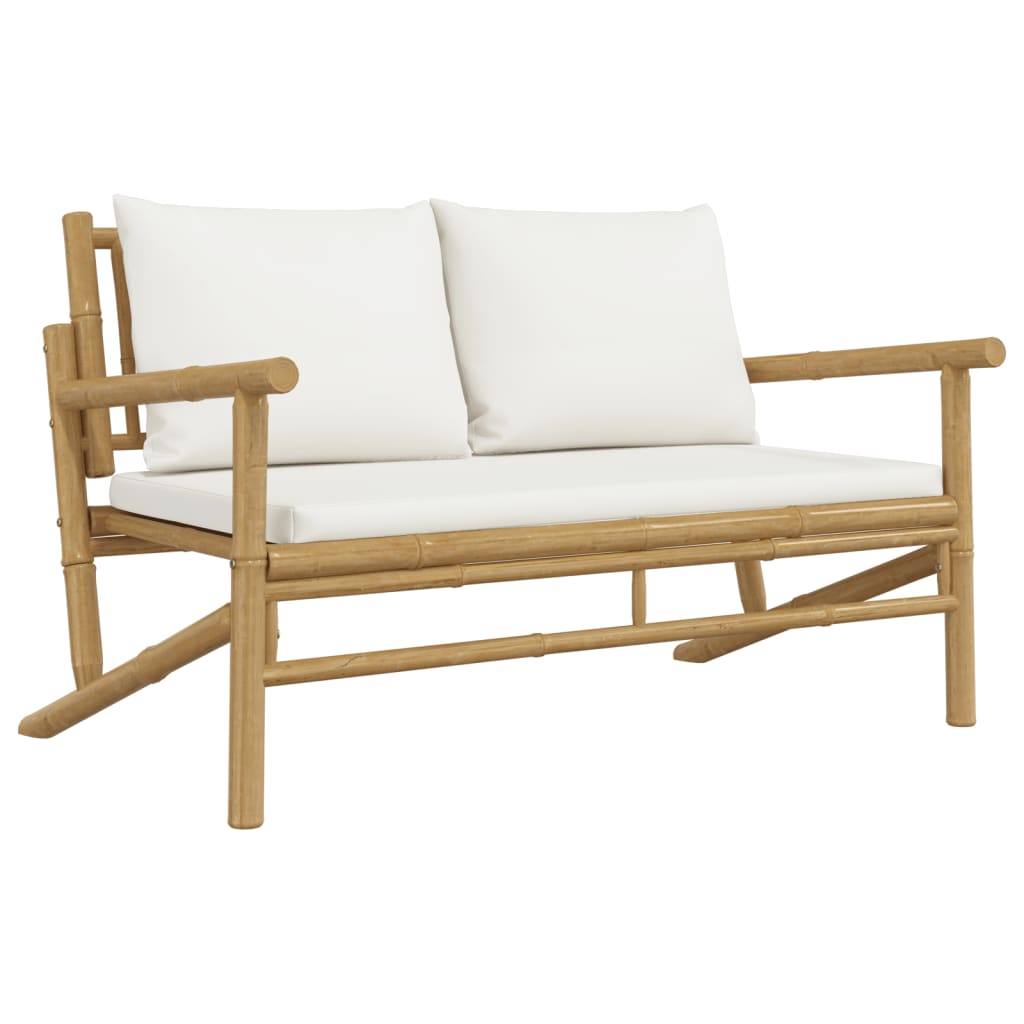 Vidaxl - Banc De Jardin Avec Coussins Blanc Crème Bambou
