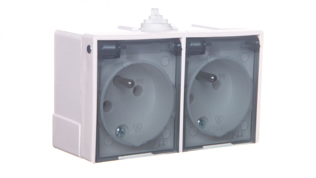 Oem Weiß Lambda Hermetische Doppelsteckdose Mit/Mit Ip44 Rauchschutzklappe Gnh-2Lz/00/D
