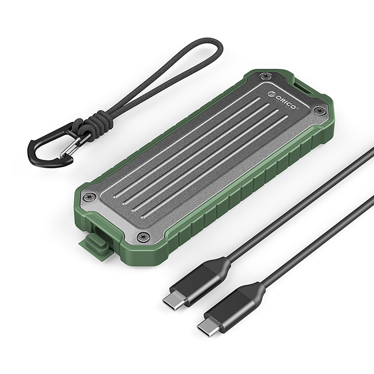 Orico tragbares M.2 NVMe/SATA SSD-Gehäuse USB-C 3.2 grau/grün - Bild 4