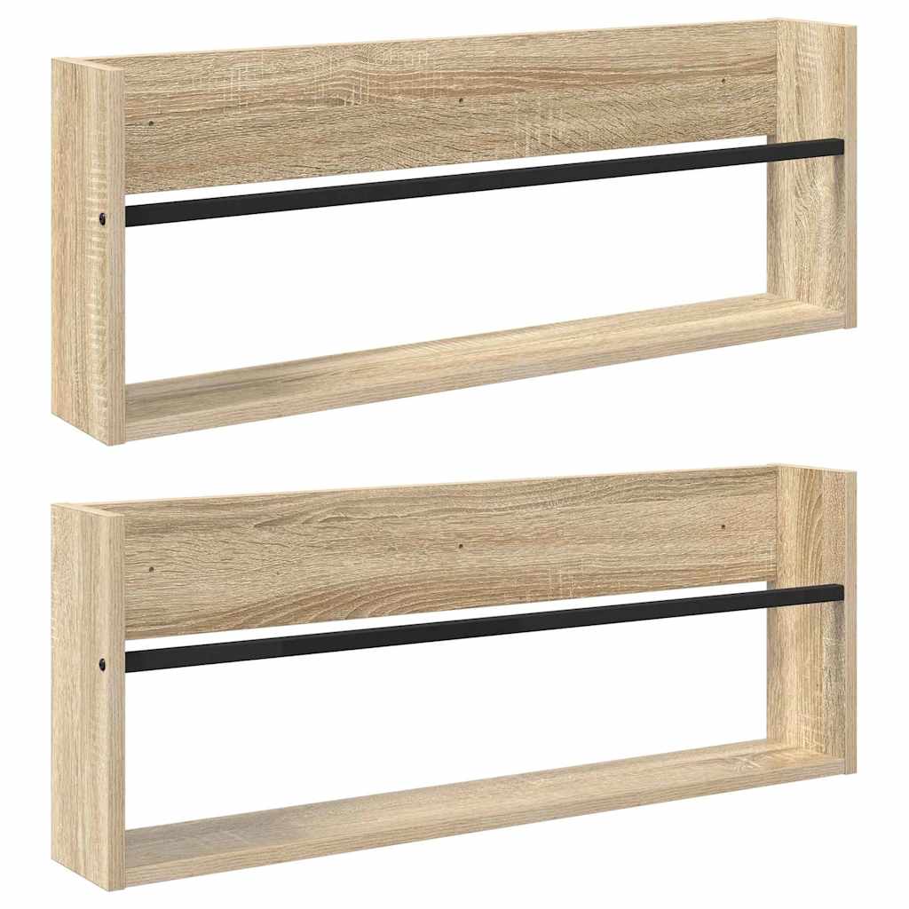 Vidaxl Magazine Rack 2 Pcs Sonoma Oak 80 X 12 X 30 Cm Engineered Wood 8721364332379