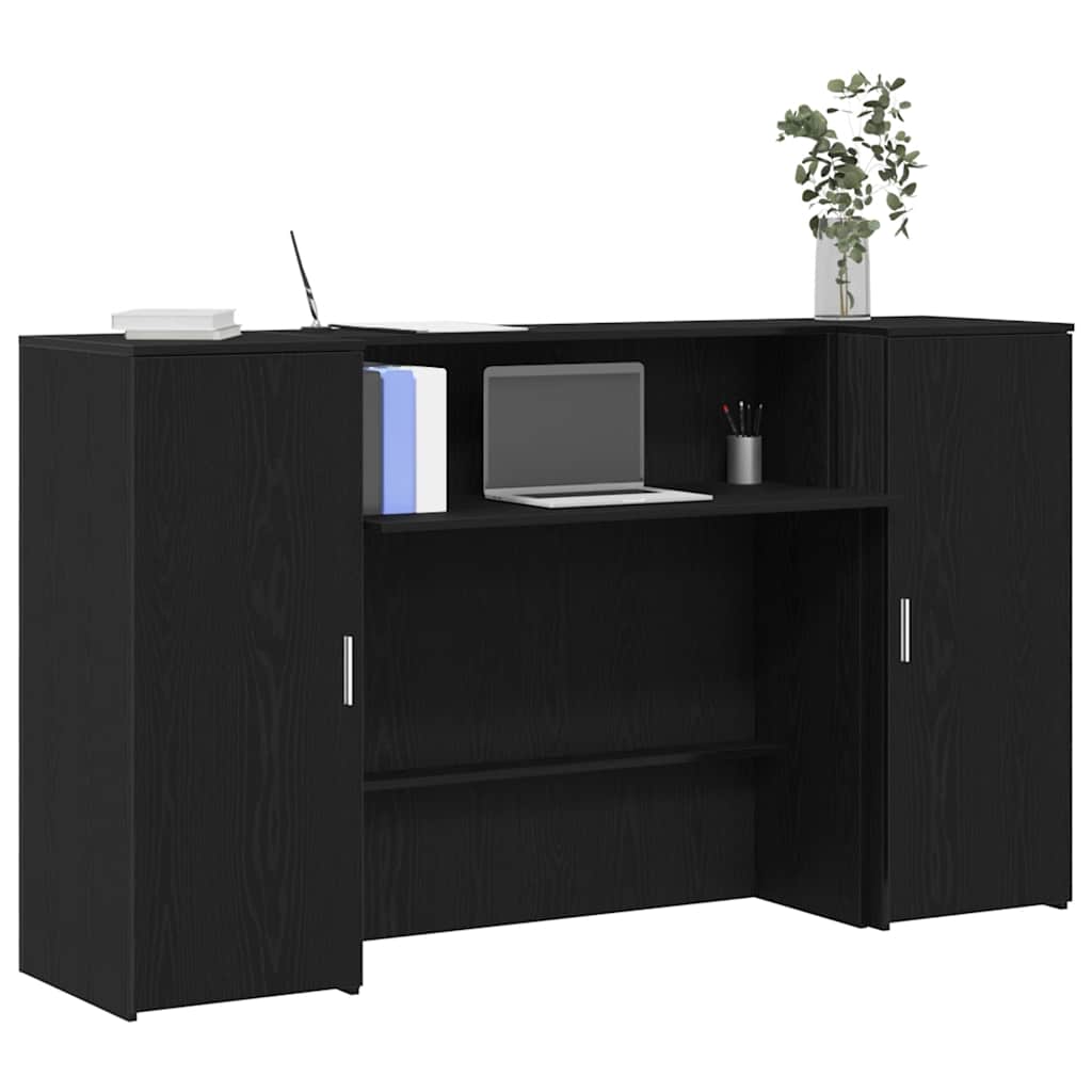 Reception Desk Black Oak 180x50x103.5 Cm Engineered Wood Vidaxl