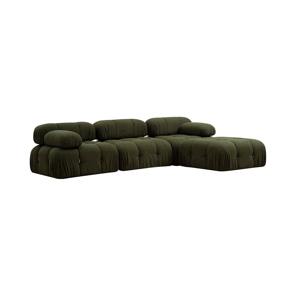 Cotecosy Dunkelgrün Modulsofa 4-Sitzer Mit Fußhocker Aus Stoff Bubble 3Sp - Dunkel Grün