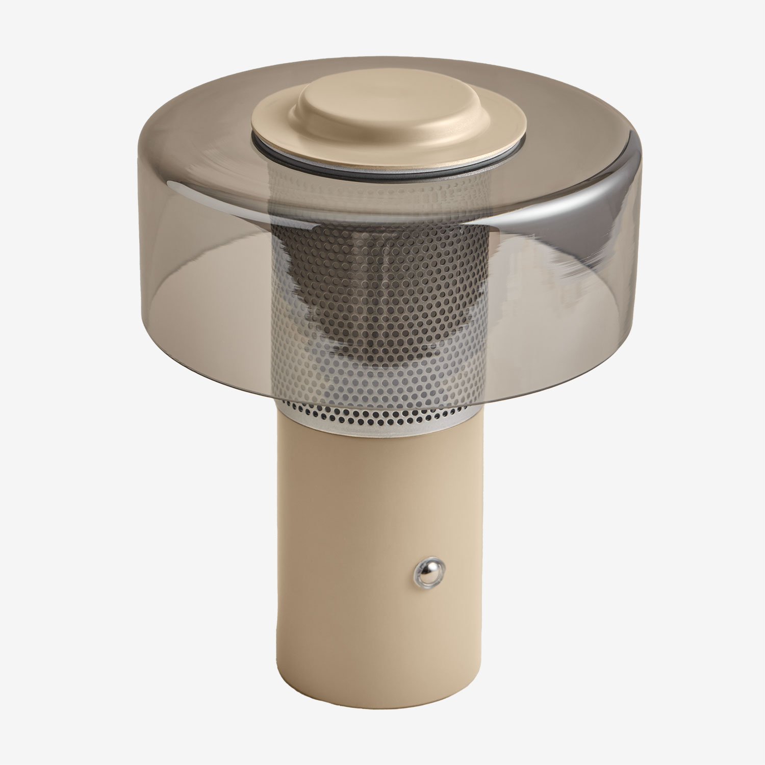 Sklum - Lampe De Table Led Sans Fil Elfriede En Verre Et Acier Tapioca
