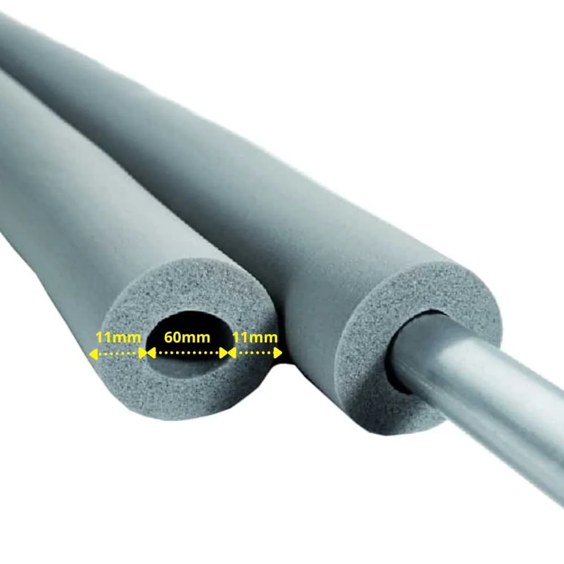 Boni-Shop® Aeroflex® Sh Rohrisolierung, Rohrdämmung - 2 M, Flexibles Dämmmaterial Aus Geschlossenzelligem Schaumkautschuk, Schwarz - 60 X 10 Mm