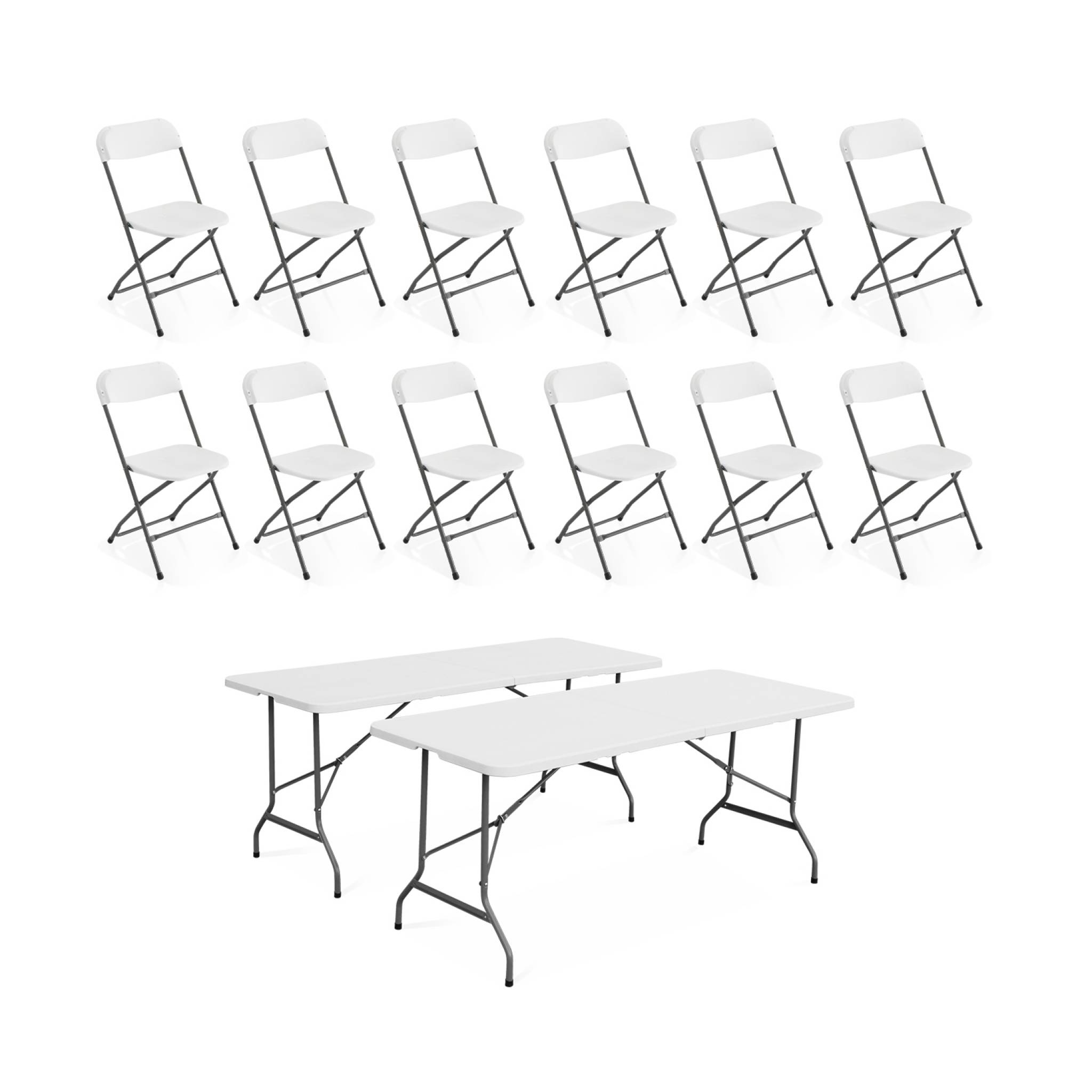 Sweeek - Lot De 2 Tables De Réception Pliables En Plastique Blanc 180cm