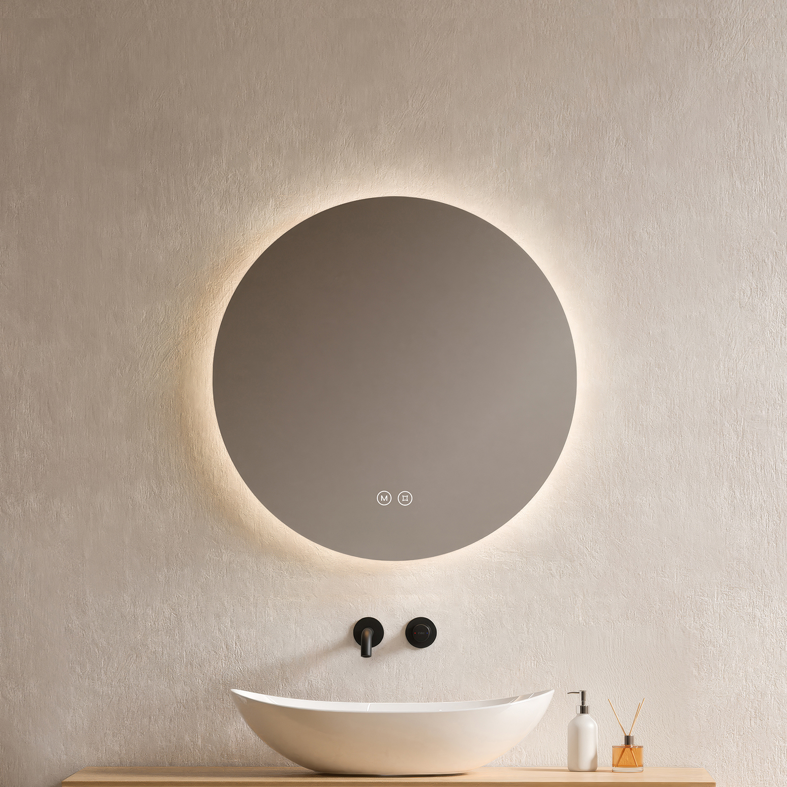 Emke - Miroir De Salle De Bain Rond Led Avec Rétro-éclairage Sans Cadre
