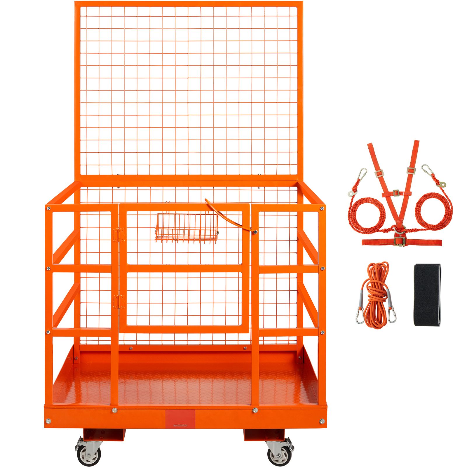 Plateforme de travail pour chariot élévateur 109x114,3 cm, charge 635 kg, plancher antidérapant, porte de sécurité