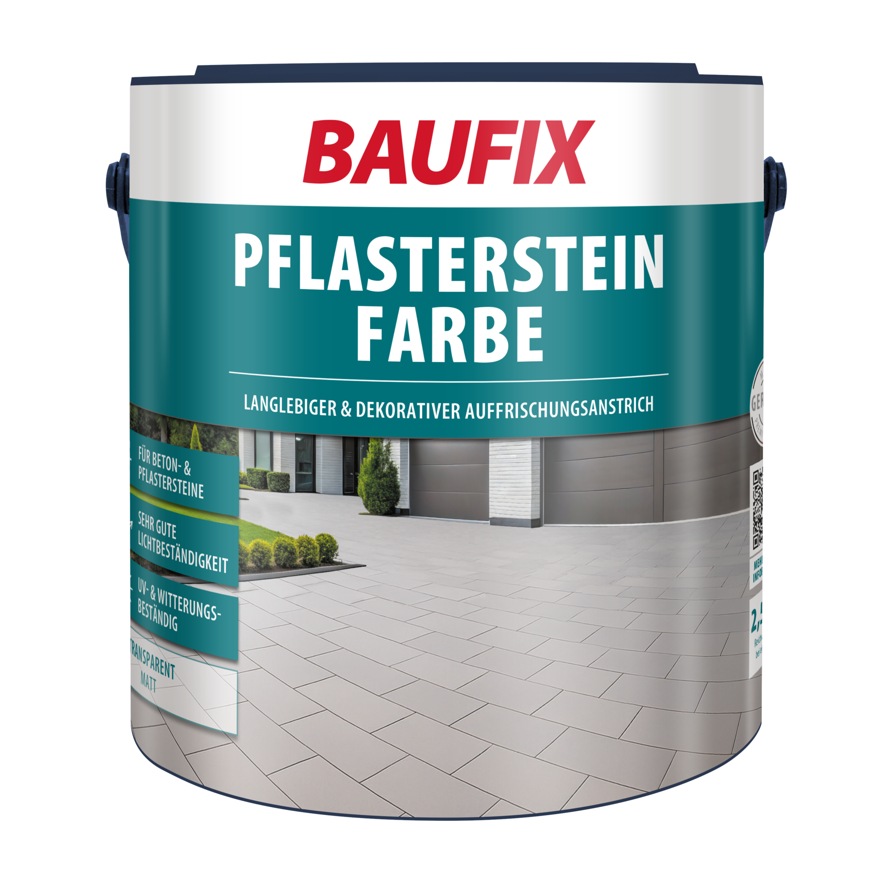 Baufix Pflasterstein Farbe Transparent Matt, 2.5 Liter, Beton- Und Bodenfarbe