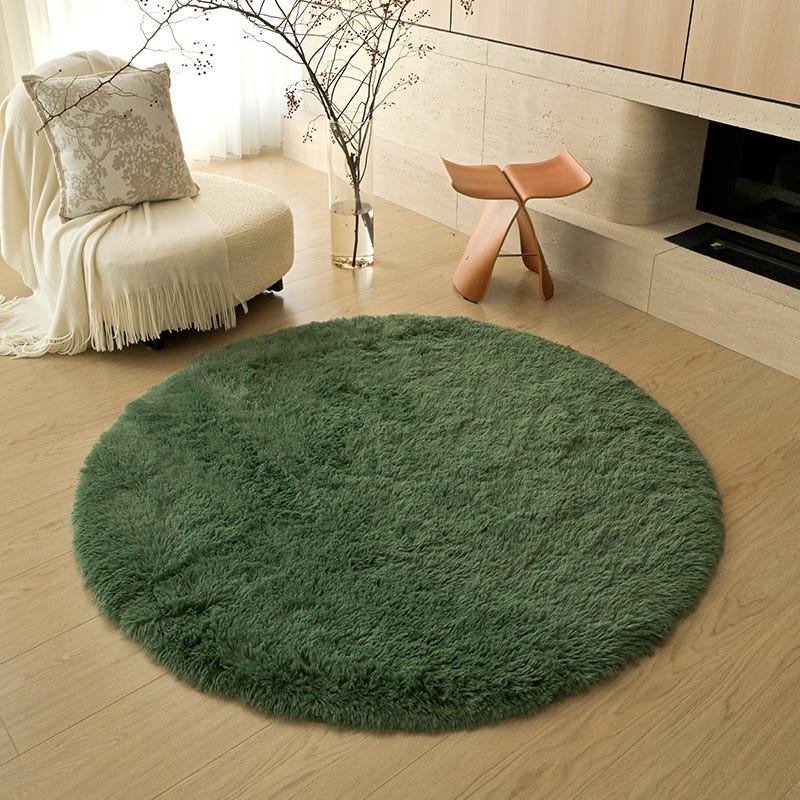 Tapis Rond Moderne À Poils Longs Pour Salon