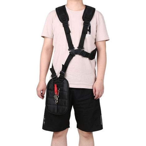 Harnais double épaule pour débroussailleuse et tondeuse, sangle réglable en nylon, noir