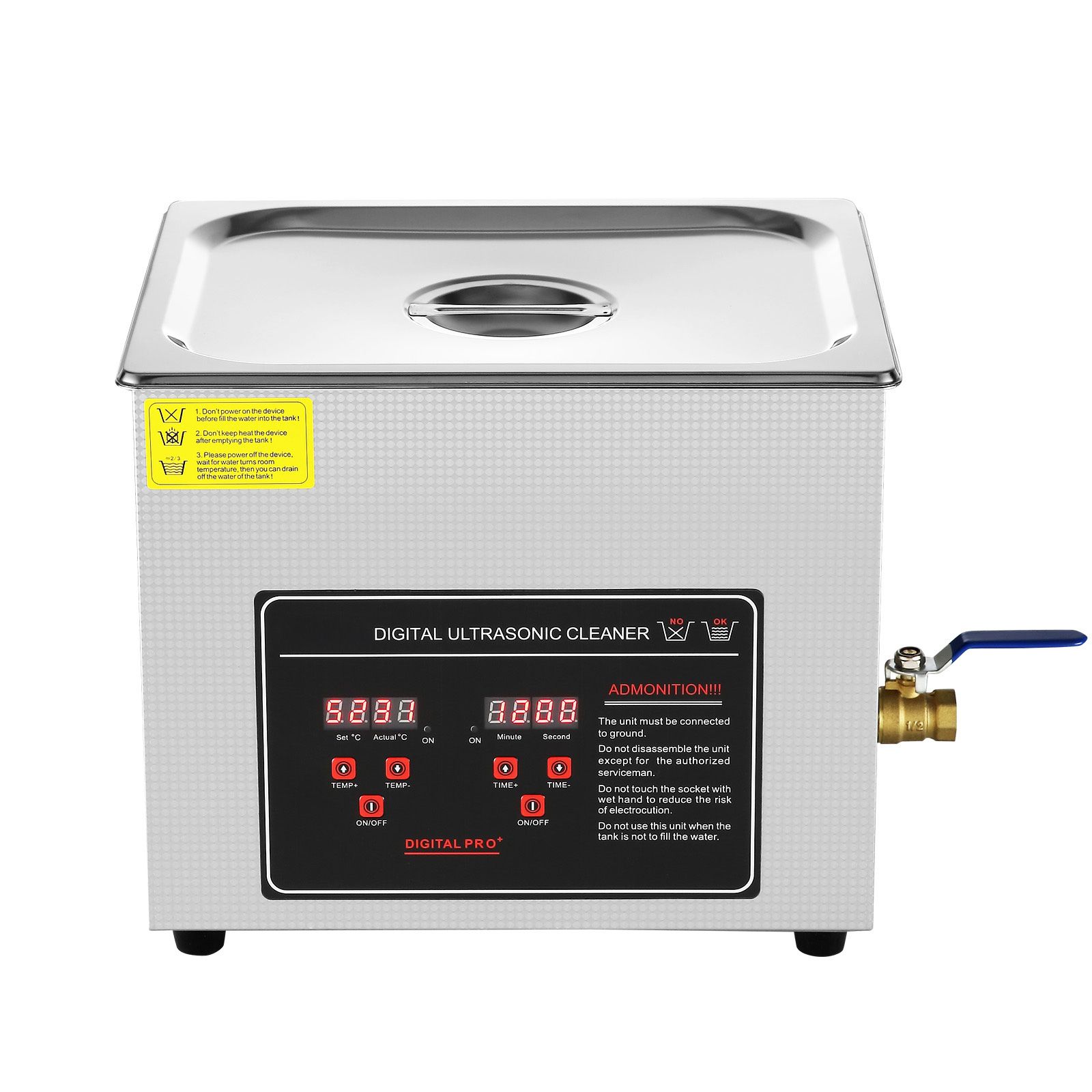 Nettoyeur à ultrasons 10 L avec minuterie numérique et chauffage, cuve et panier en acier inoxydable SUS304, pour bijoux, lunettes, montres et pièces