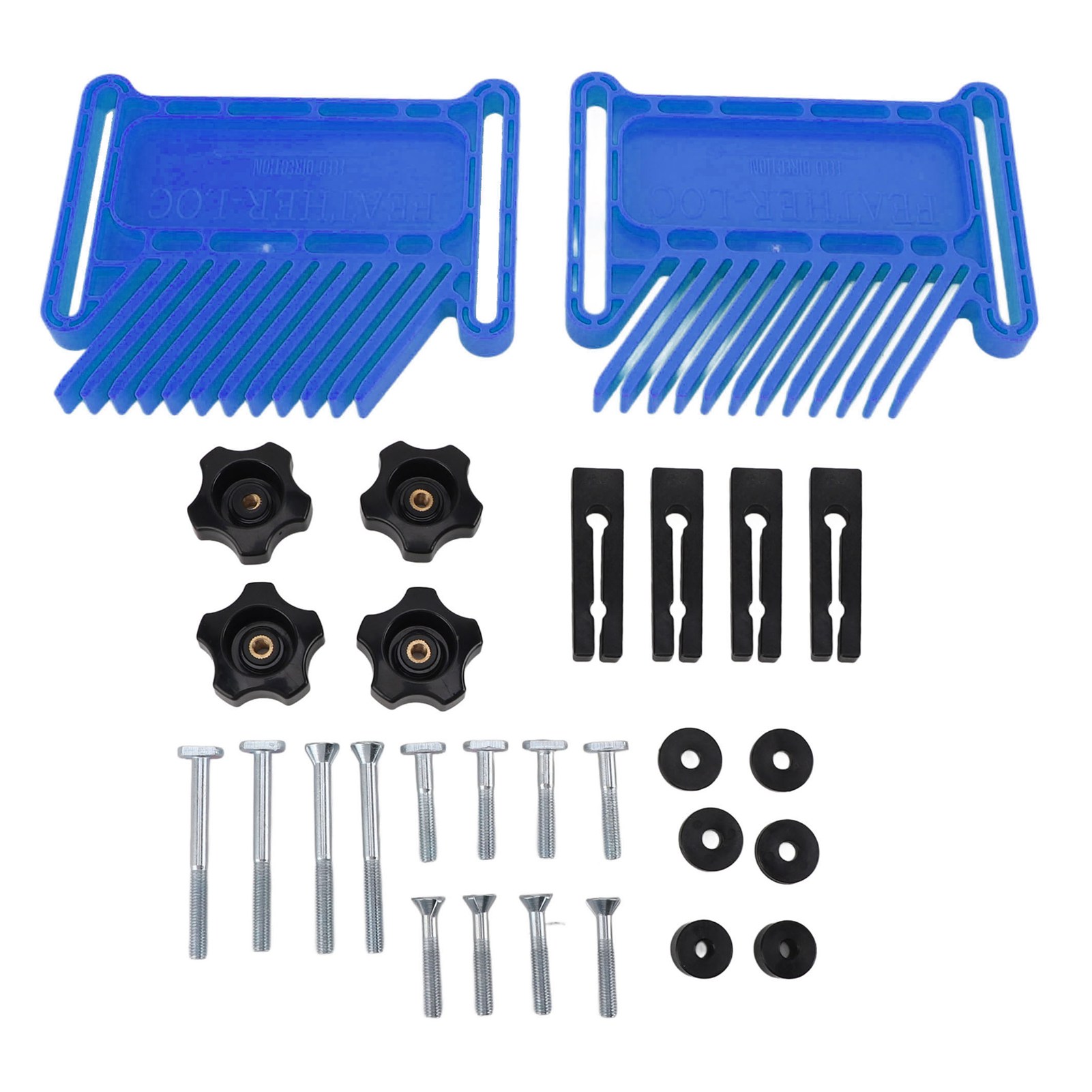 Guide de coupe pour scie circulaire et table de défonceuse, dispositif de sécurité empilable, plastique et fer, bleu
