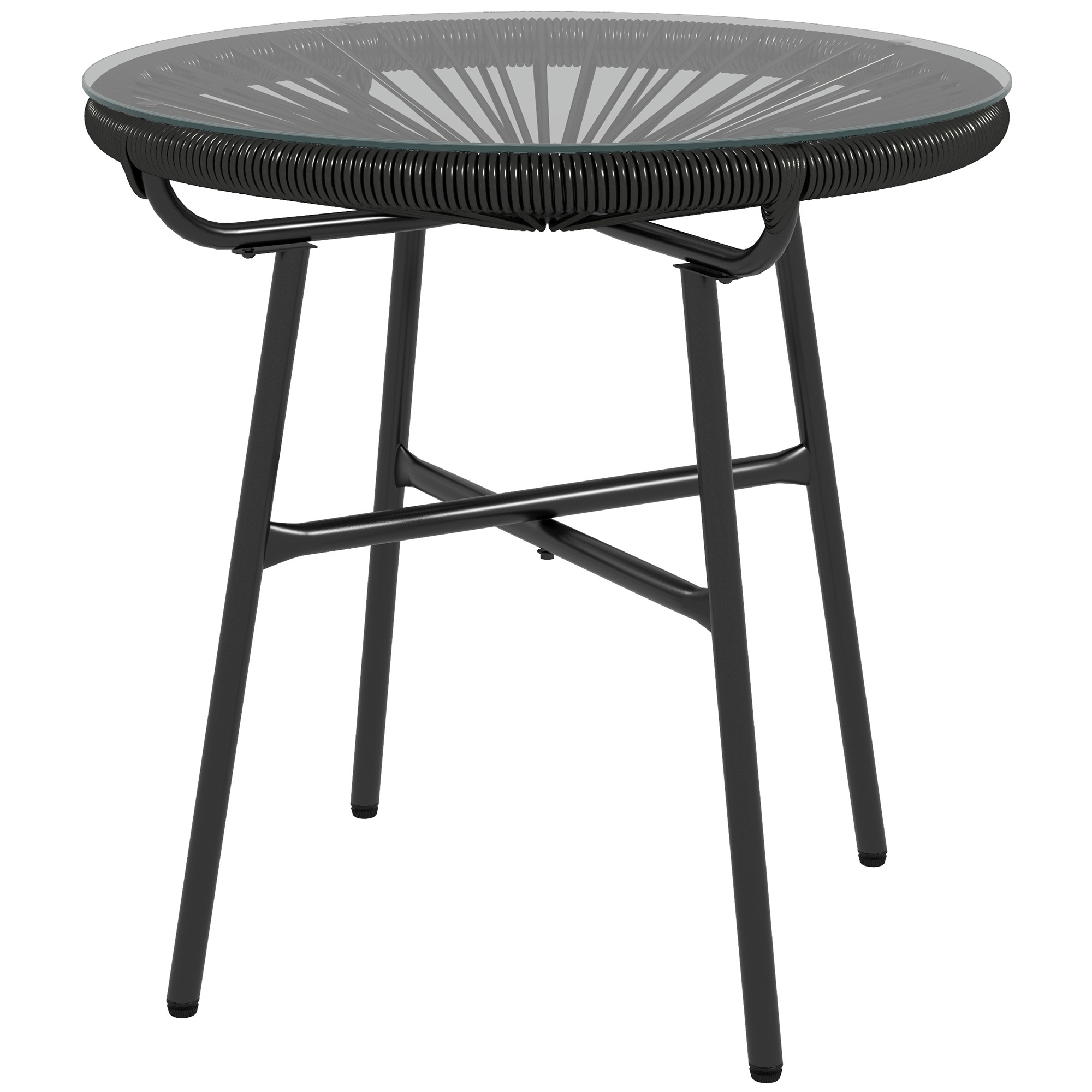 Table De Jardin Bohème Extérieur 50 Cm - Table D'Appoint Rotin Pe Noir