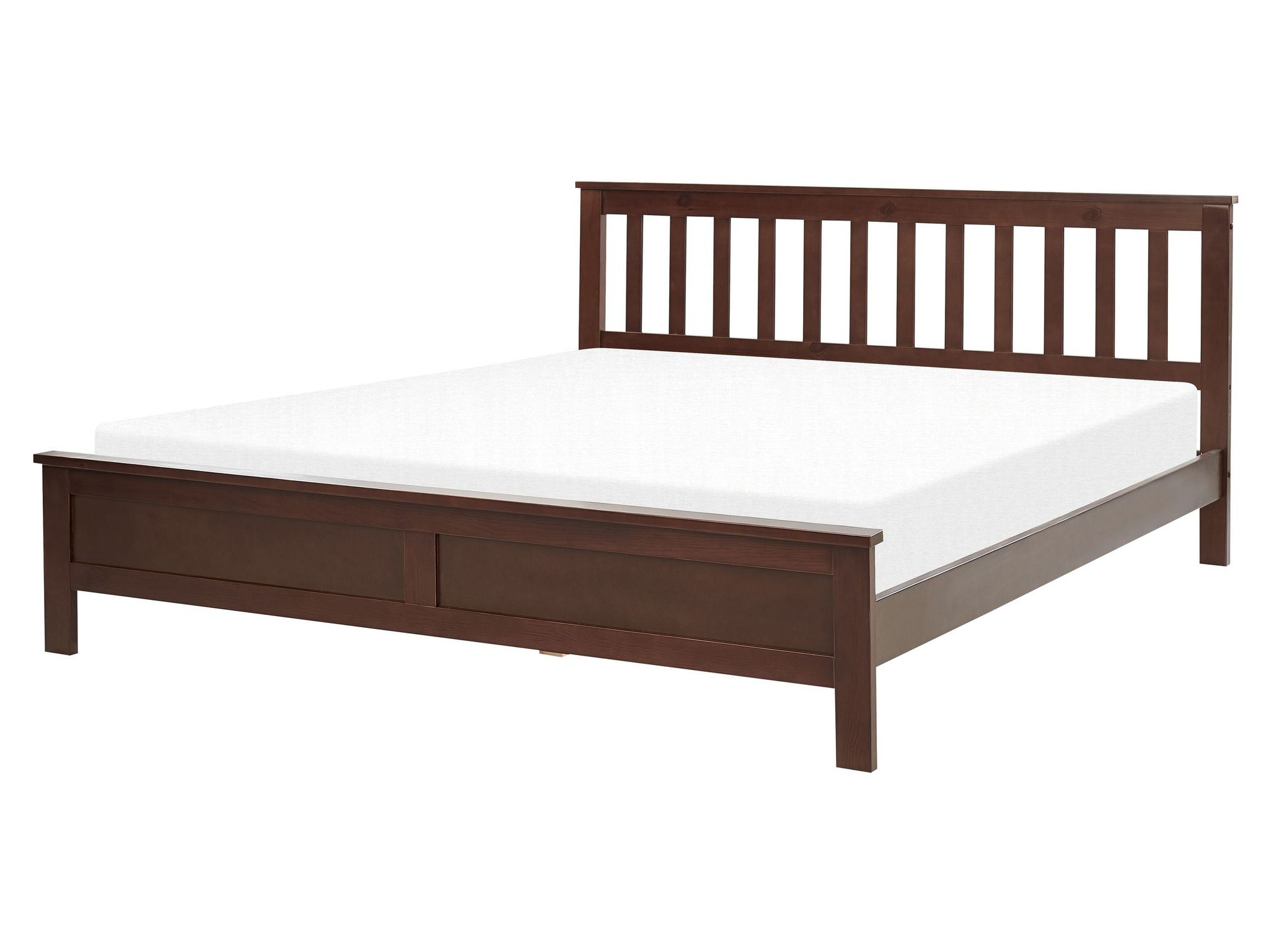 Beliani Bett Mit Lattenrost Kiefernholz Mayenne 160 X 200 Cm Dunkelbraun