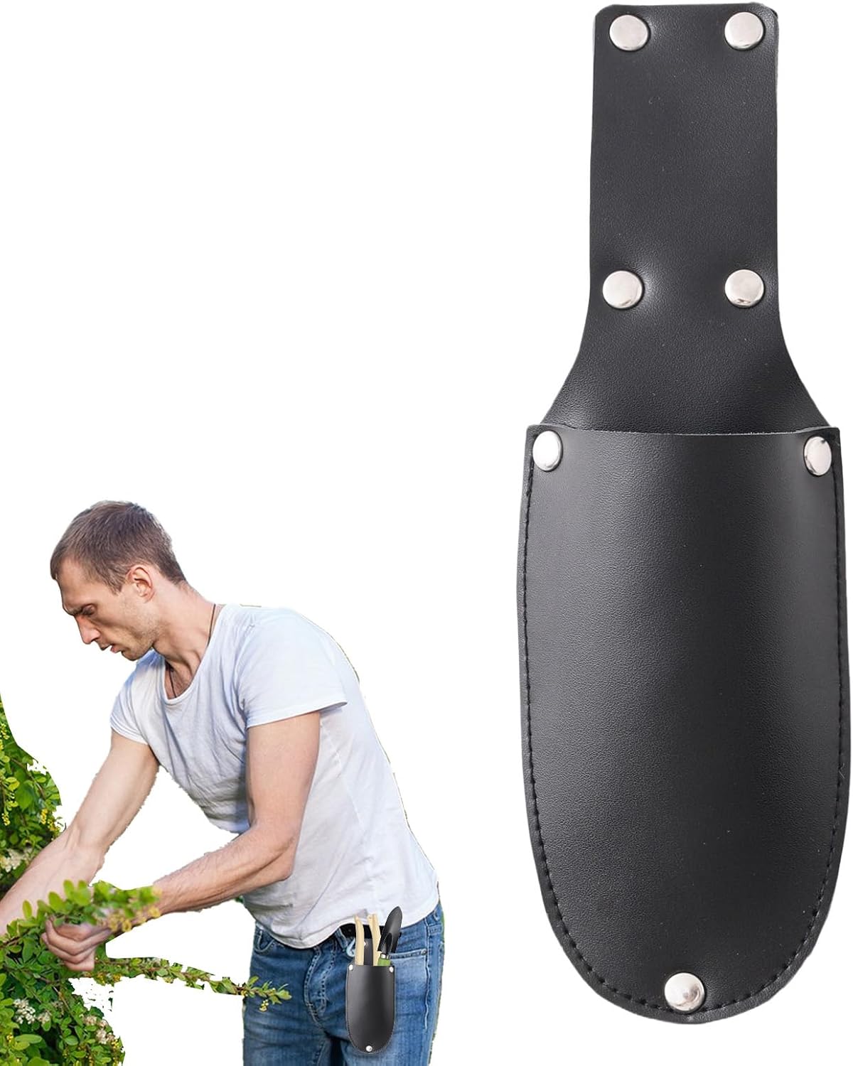 Étui à sécateur en cuir souple, ceinture porte-outils, noir