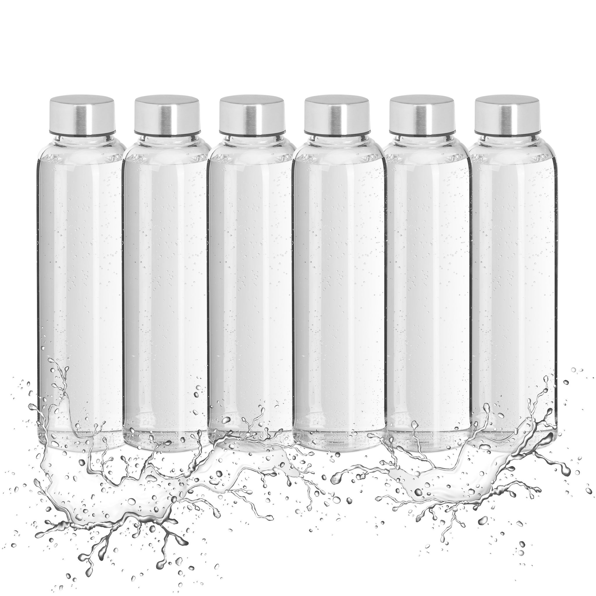 Set 6 Bottiglie In Vetro,bottigliette Con Fodera,500ml,lavabili In Lavastoviglie,impermeabili,trasparenti/nere - Relaxdays