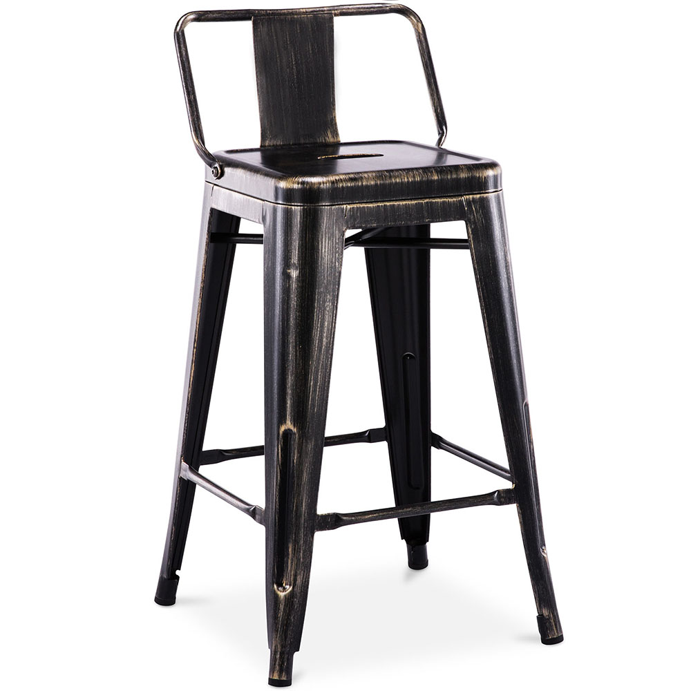 Privatefloor - Tabouret De Bar Avec Dossier - Design Industriel - 60cm