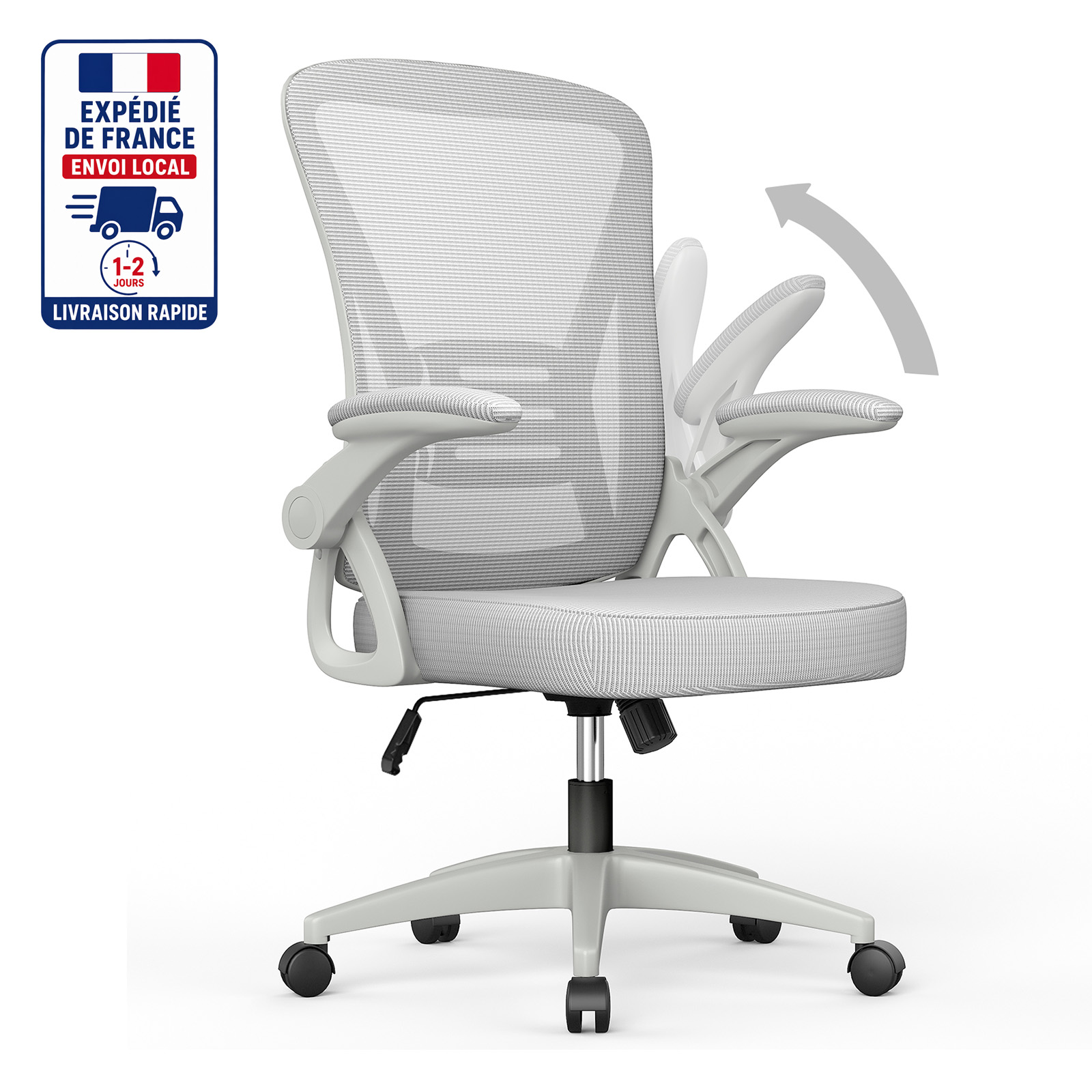 Fauteuil De Bureau Xhomrattan, Chaise Ergonomique À Roulette, Hauteur Ajustable, Soutien Lombaire Dossier Règalable, Poids Max 150kg,gris