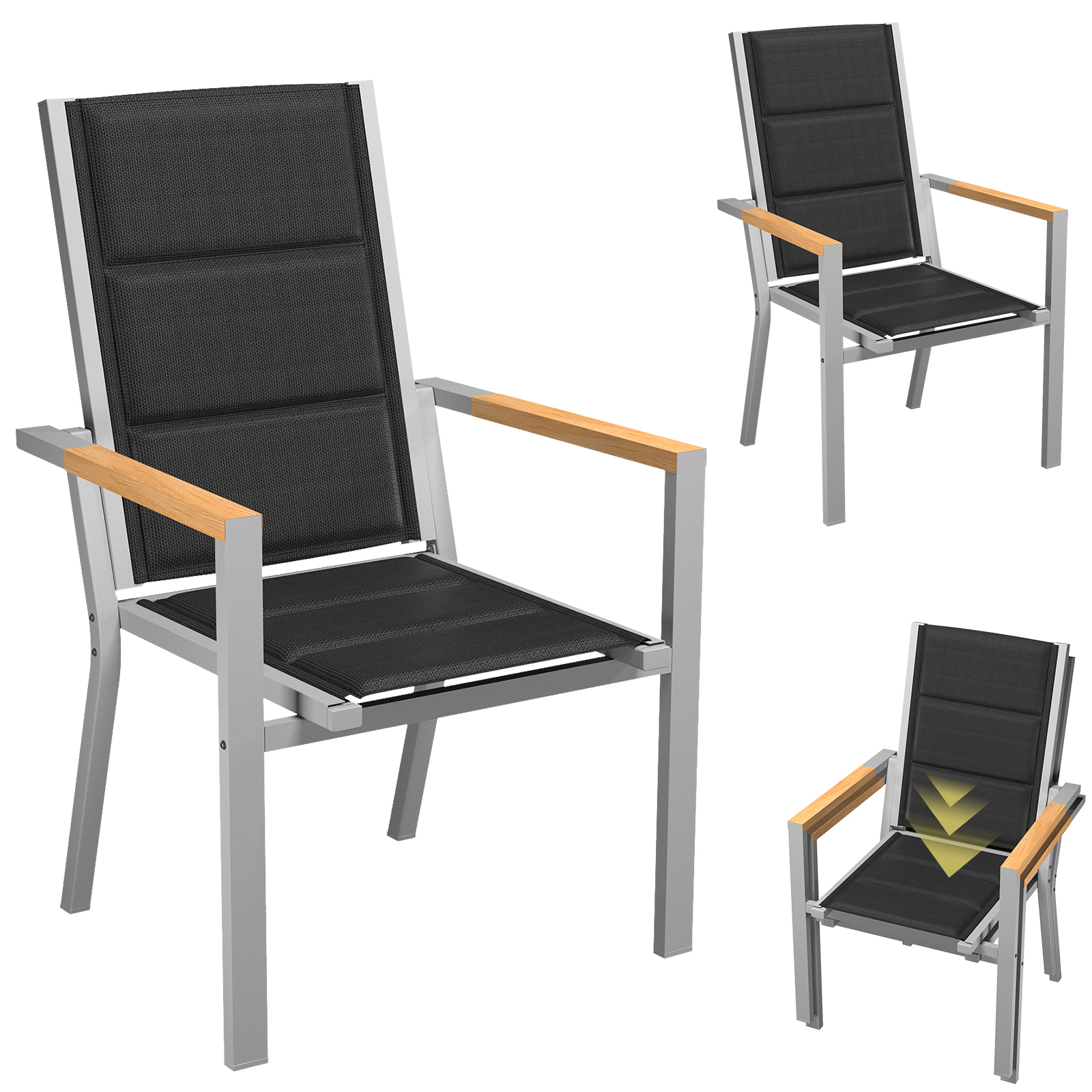 Chaise De Jardin Devoko Chaise De Salle À Manger Empilable En Aluminium