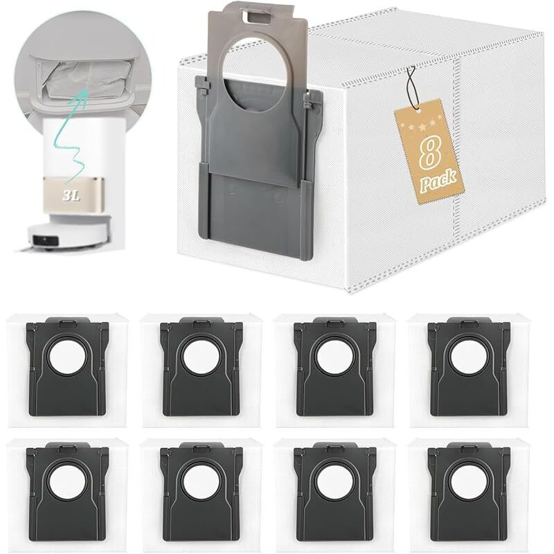 Oem Weiß 8 Staubbeutel Für Dreame X40 Ultra/X40 Ultra Complete/L40 Ultra Ersatz-Staubbeutel Für Dreame X30 Ultra /X50 Ultra/L50 Pro Ultra/ L10s Pro Ultra Heat Staubsaugerzubehör