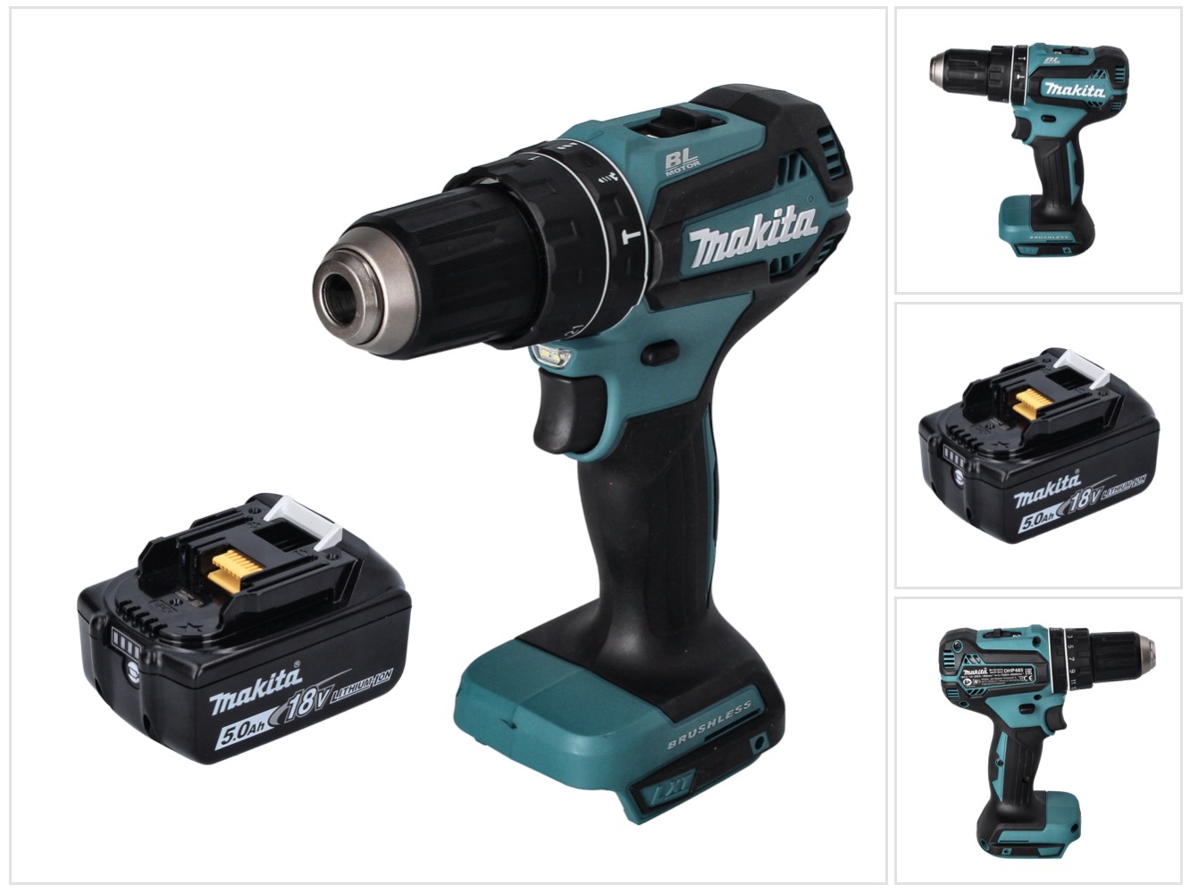 Dhp 485 T1 Akku Schlagbohrschrauber 18 V 50 Nm Brushless + 1x Akku 5, 0 Ah - Ohne Ladegerät - Makita