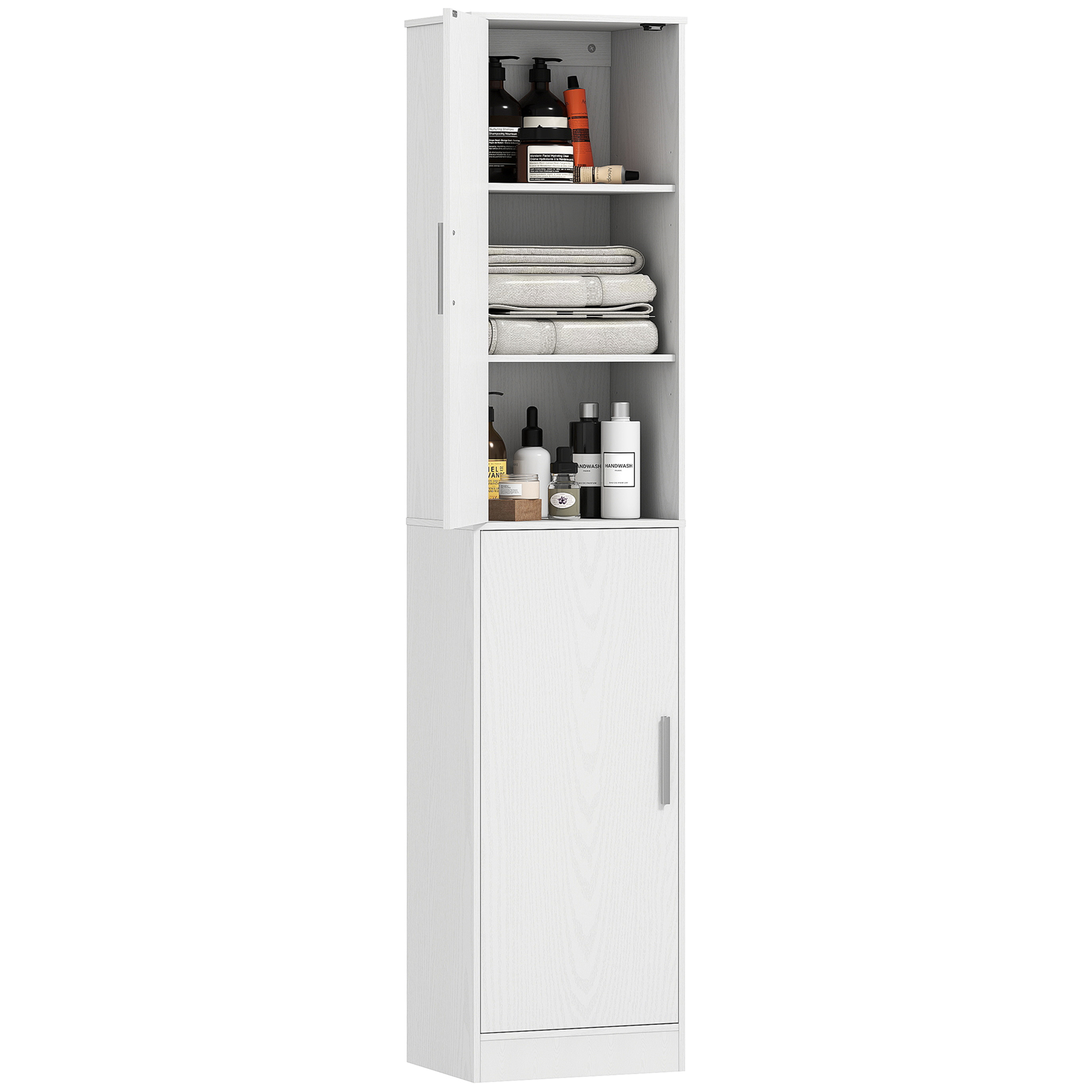 Mueble de baño HOMCOM, columna de baño estrecha con 2 puertas y 4 estantes ajustables, mueble de almacenamiento para salón, aseo, espacios pequeños, 40x35 x cm, Blanco