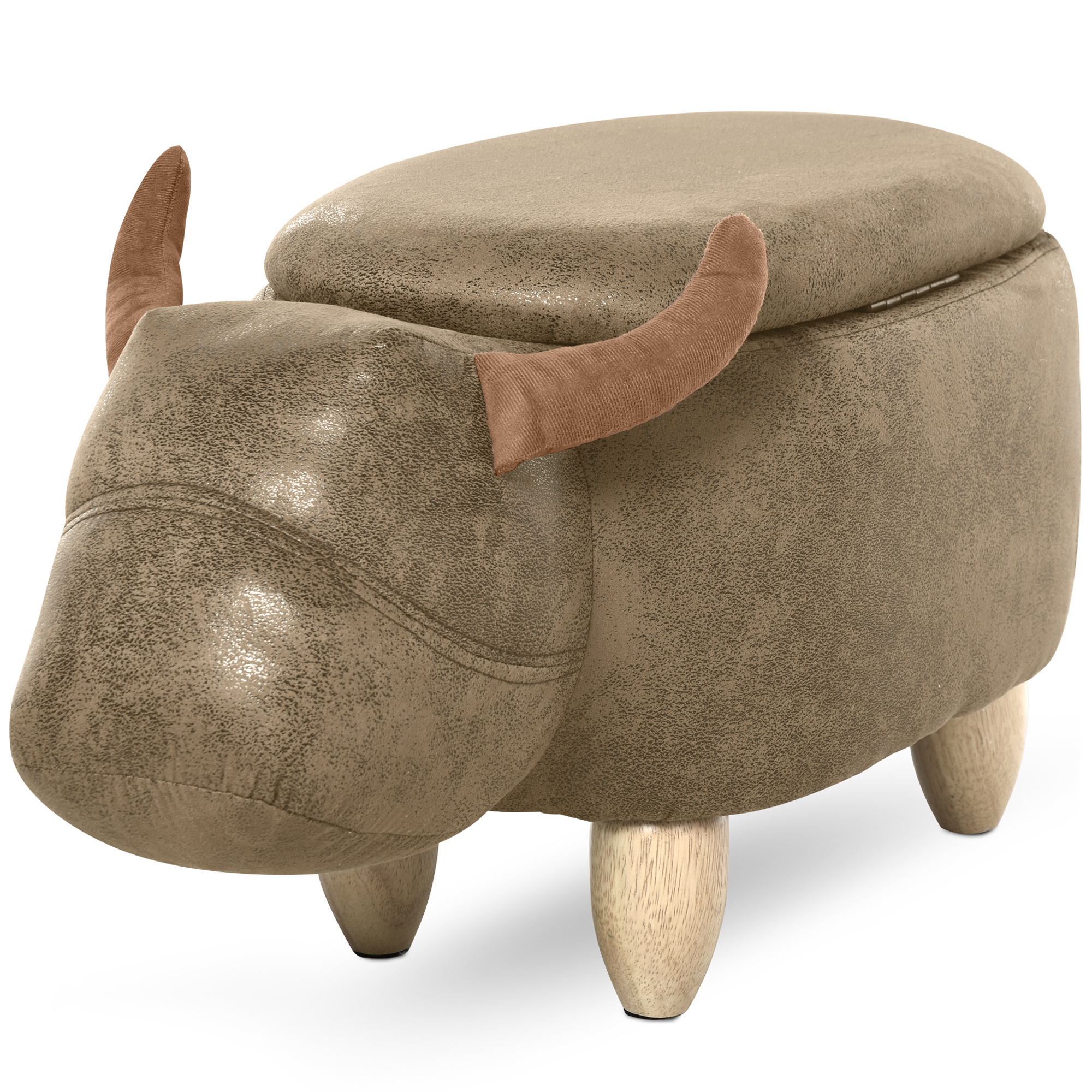 Homcom - Tabouret Vache - Pouf Vachette - Pouf Taureau Coffre De