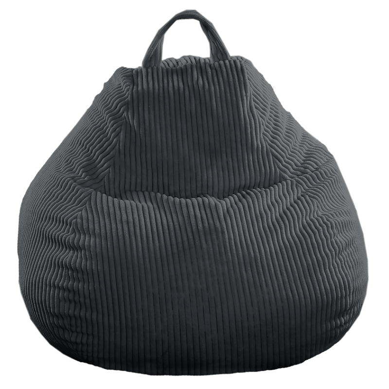 Bananair - Pouf Poire Velours Côtelé Déhoussable - 80x70 Cm Gris Foncé