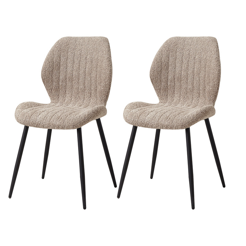 Wokaka Lot De 2 Chaises - Chaise De Salle À Manger Rétro -chaise En Lin - Pieds En Métal(marron)