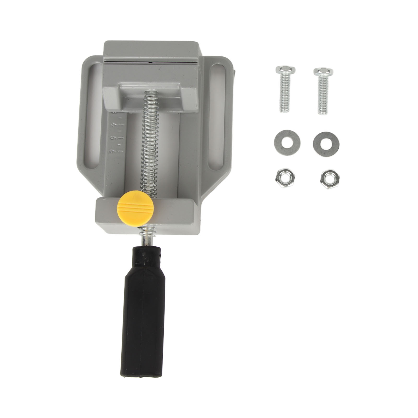 Étau de perceuse à dégagement rapide en alliage d'aluminium, capacité de serrage 3 pouces (7,6 cm), mâchoires à cliquet, 1 étau + 2 vis, 2 écrous, 2 rondelles