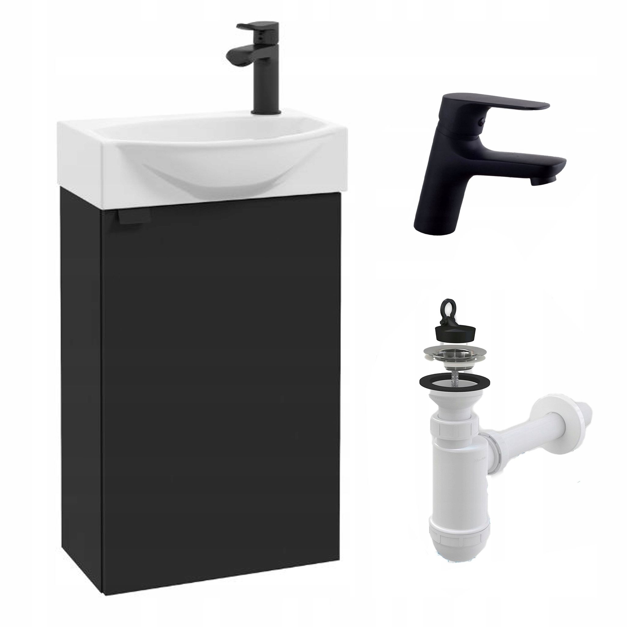 Stamar Kompakter Waschtisch Mit Integriertem Waschbecken – 40 X 22 Cm – Mattschwarz – Kompakter Waschtisch – Wandwaschbecken
