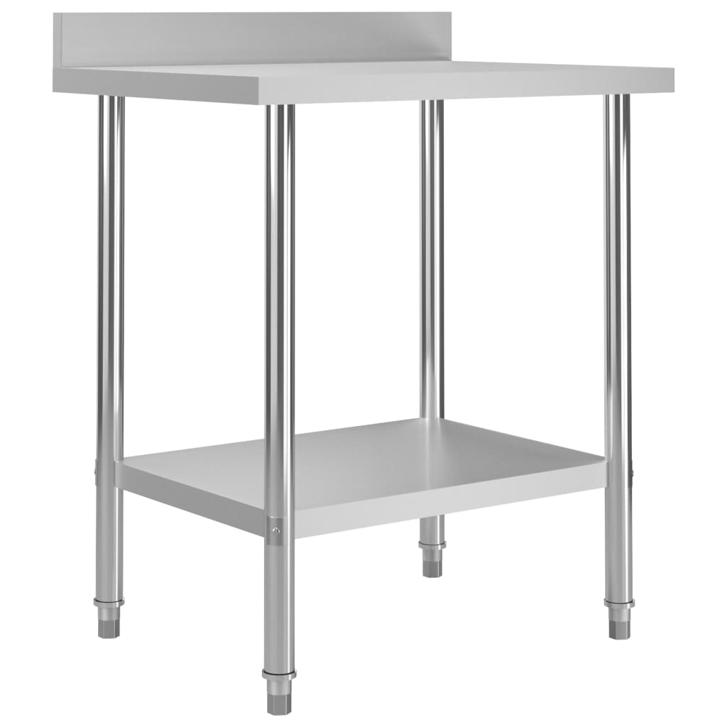 Vidaxl Table De Travail De Cuisine Avec Dosseret 80x60x93 Cm Inox