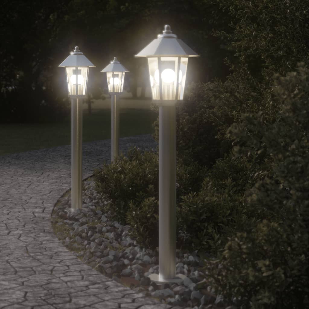 Vidaxl Lampadaires D'Extérieur 3 Pcs Argenté 80 Cm Acier Inoxydable