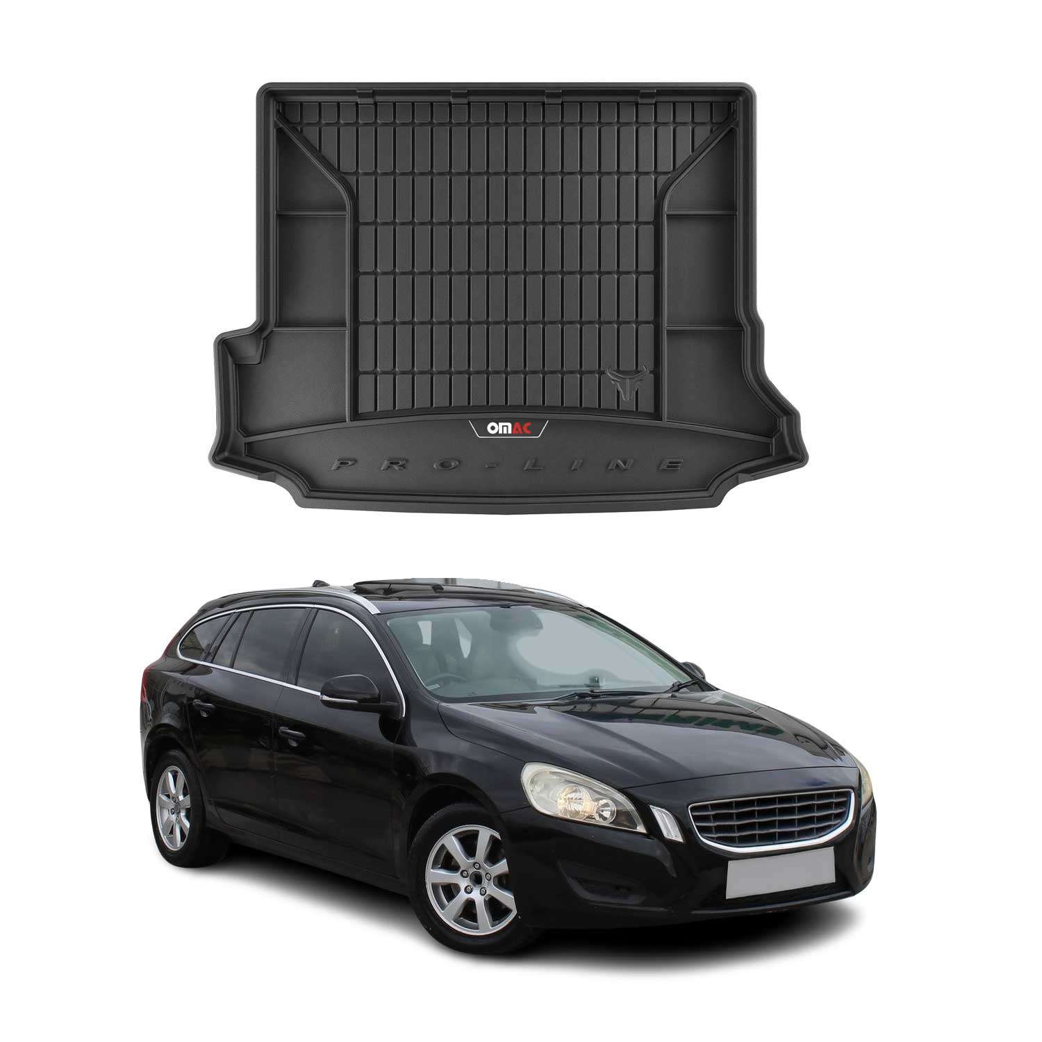 Omac Schwarz Gummi Kofferraumwanne Für Volvo V60 2011-2018 Tpe Laderaumwanne