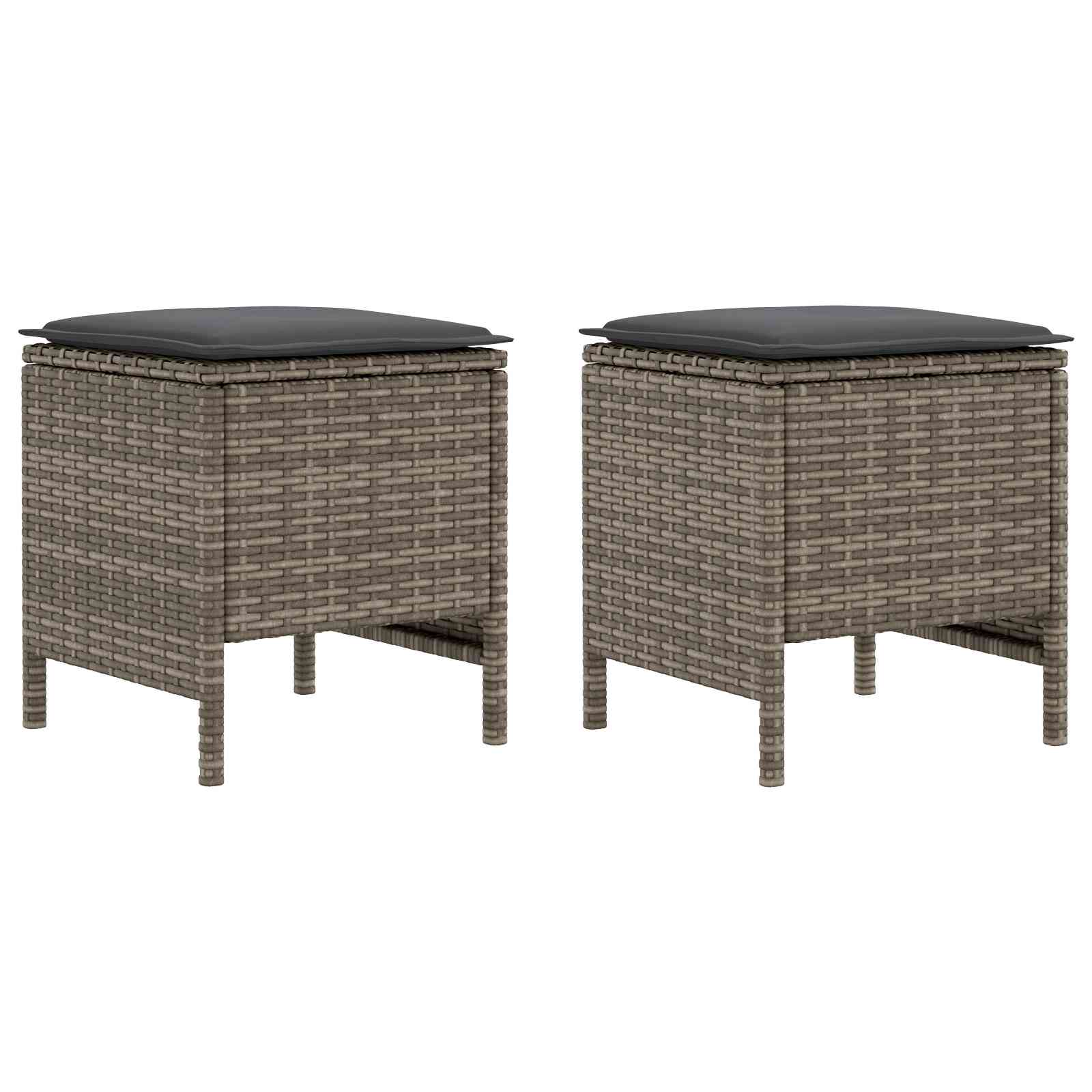 2 Pc Pouf De Jardin Rotin Pe Gris Et Gris Foncé Vidaxl