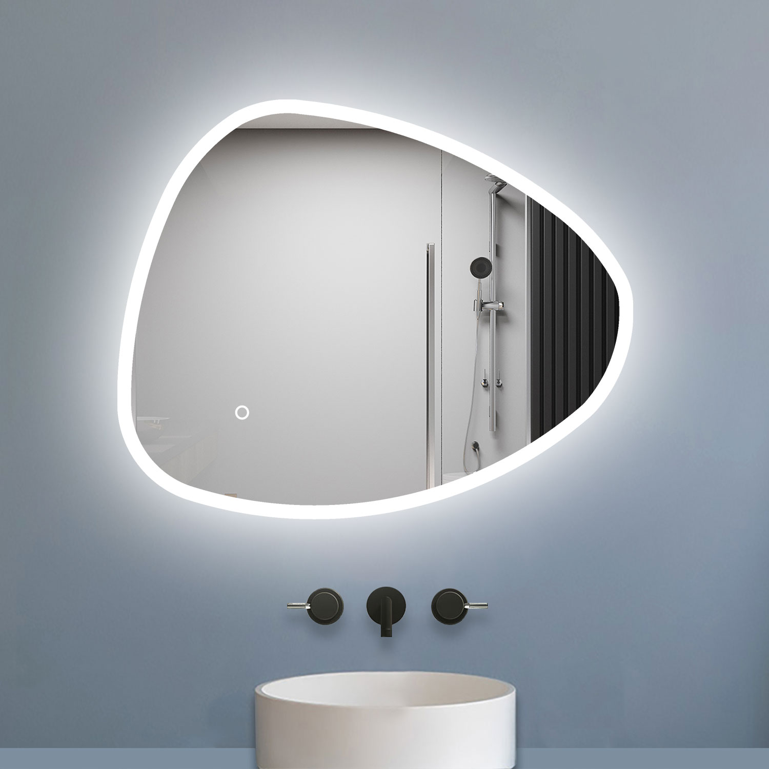 Biubiubath - Miroir Salle De Bain Led 80x55cm Design Asymétrique