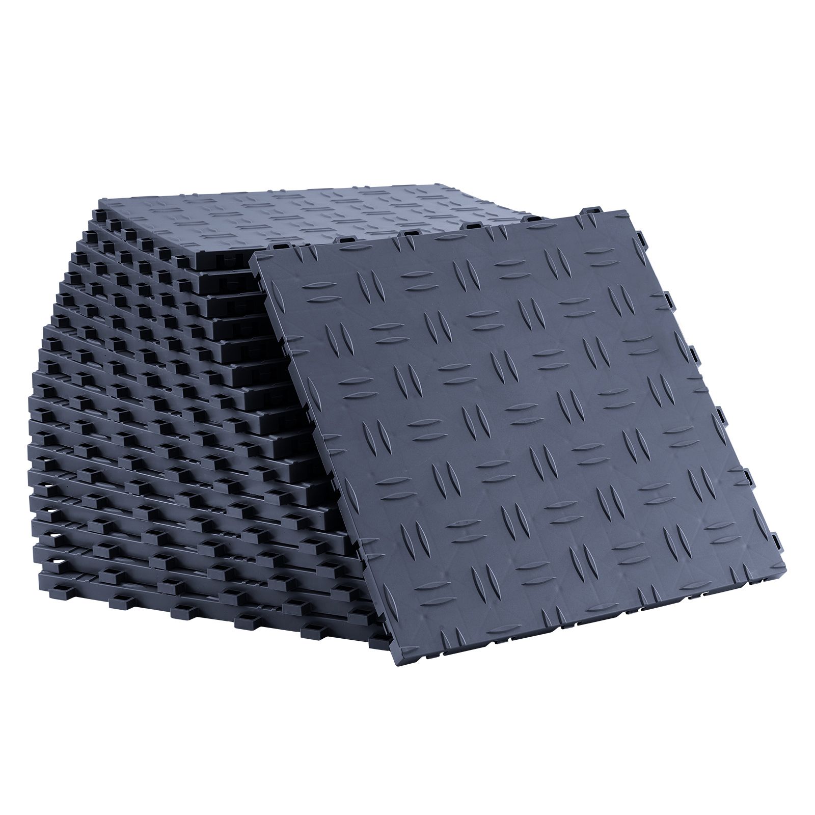 Dalle de garage emboîtable antidérapante double face, gris anthracite, 12x12x0,53 pouce, lot de 50