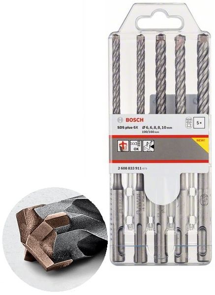 Bosch Pro Sds Plus-5X Hammerbohrer-Set, 6/6/8/8/10 Mm, 5-Tlg.