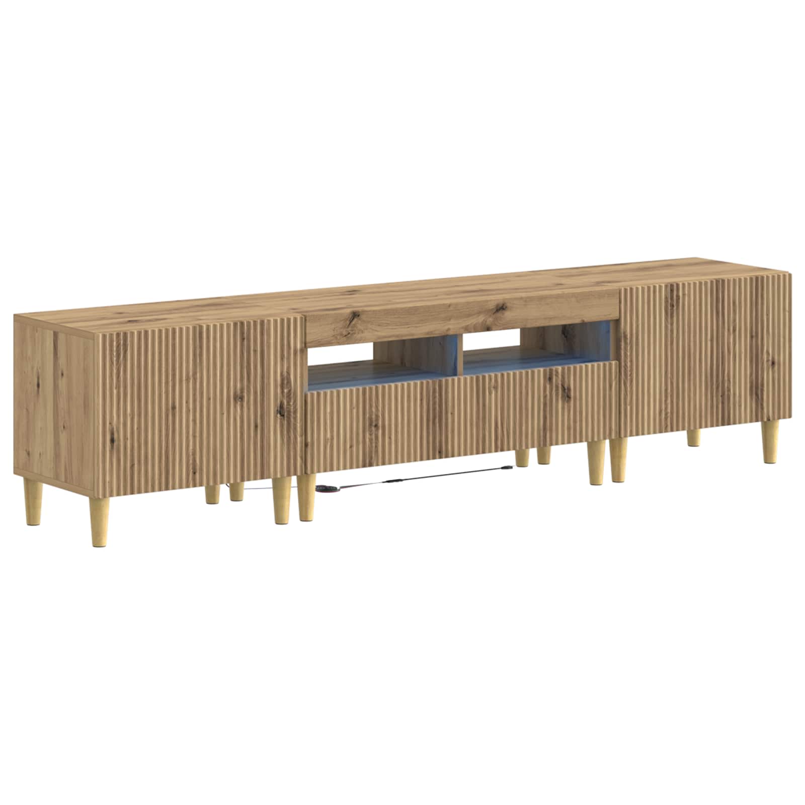 Vidaxl Grau 3-Teiliges Led Tv Regal Arnhem 3 Stk. Artisan-Eiche