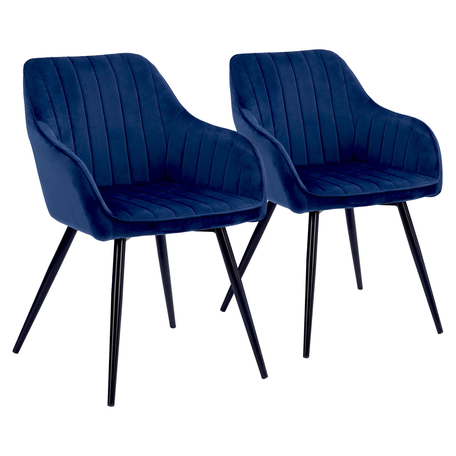 Happy Garden - Lot De 2 Chaises En Velours Bertille Bleues