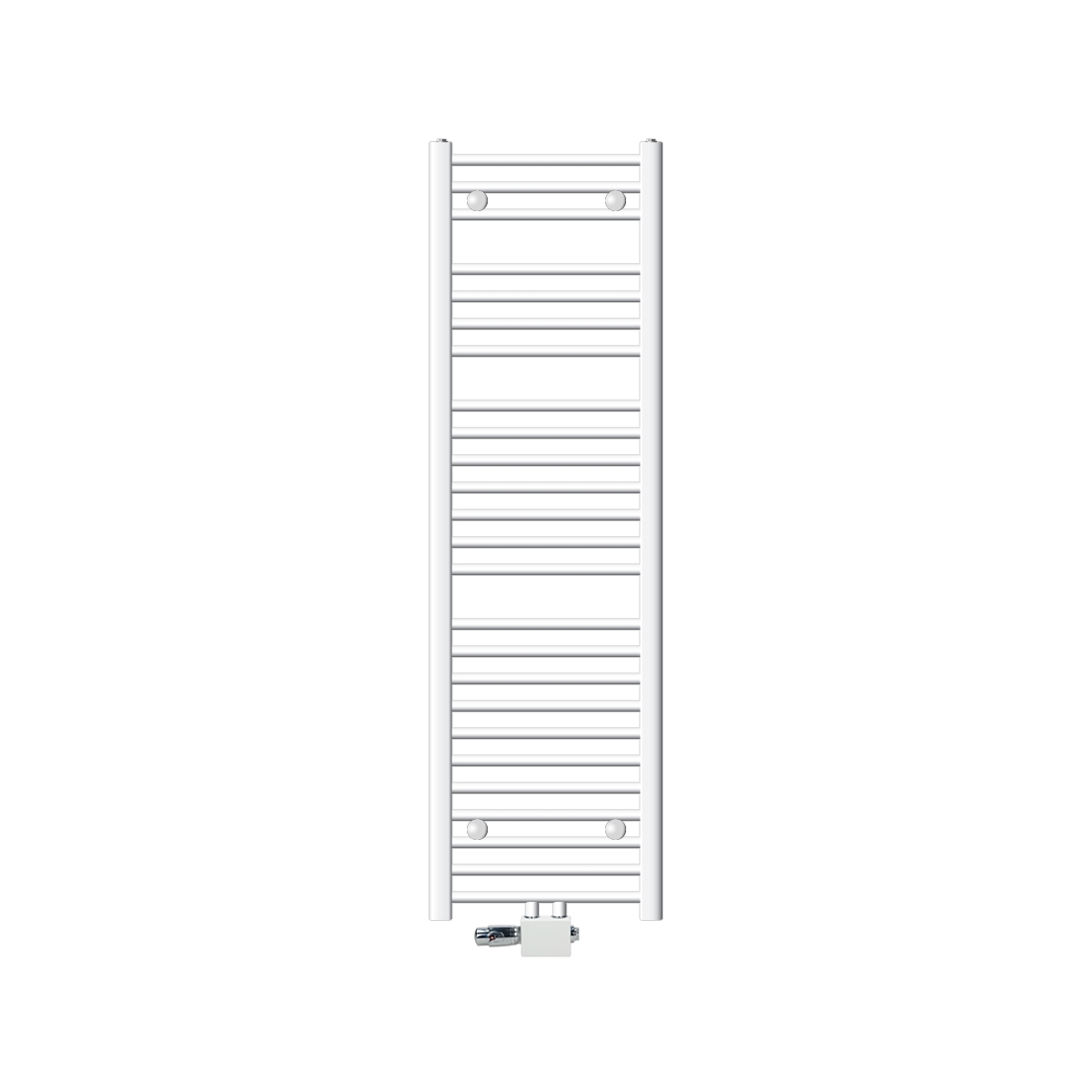 Luxebath - Ecd Germany Badheizkörper Mittelanschluss 400 X 1500 Mm Weiß Gerade Mit Thermostat Und Anschlussgarnitur Universal Eck- Und