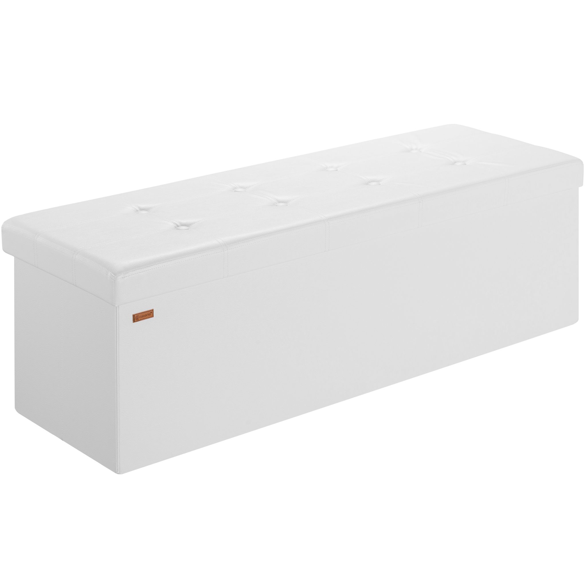Casaria® Sitzbank Mit Stauraum Faltbar Gepolstert Deckel Schlafzimmer Wohnzimmer Flur Sitztruhe Truhenbank Polsterbank  Xl - Weiß